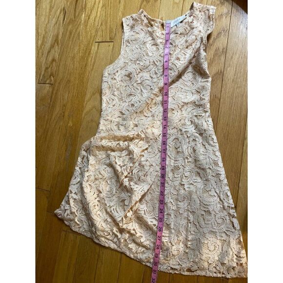Jaye.e women's peach lined floral lace sleeveless open back zip closure dress S - Picture 10 of 10